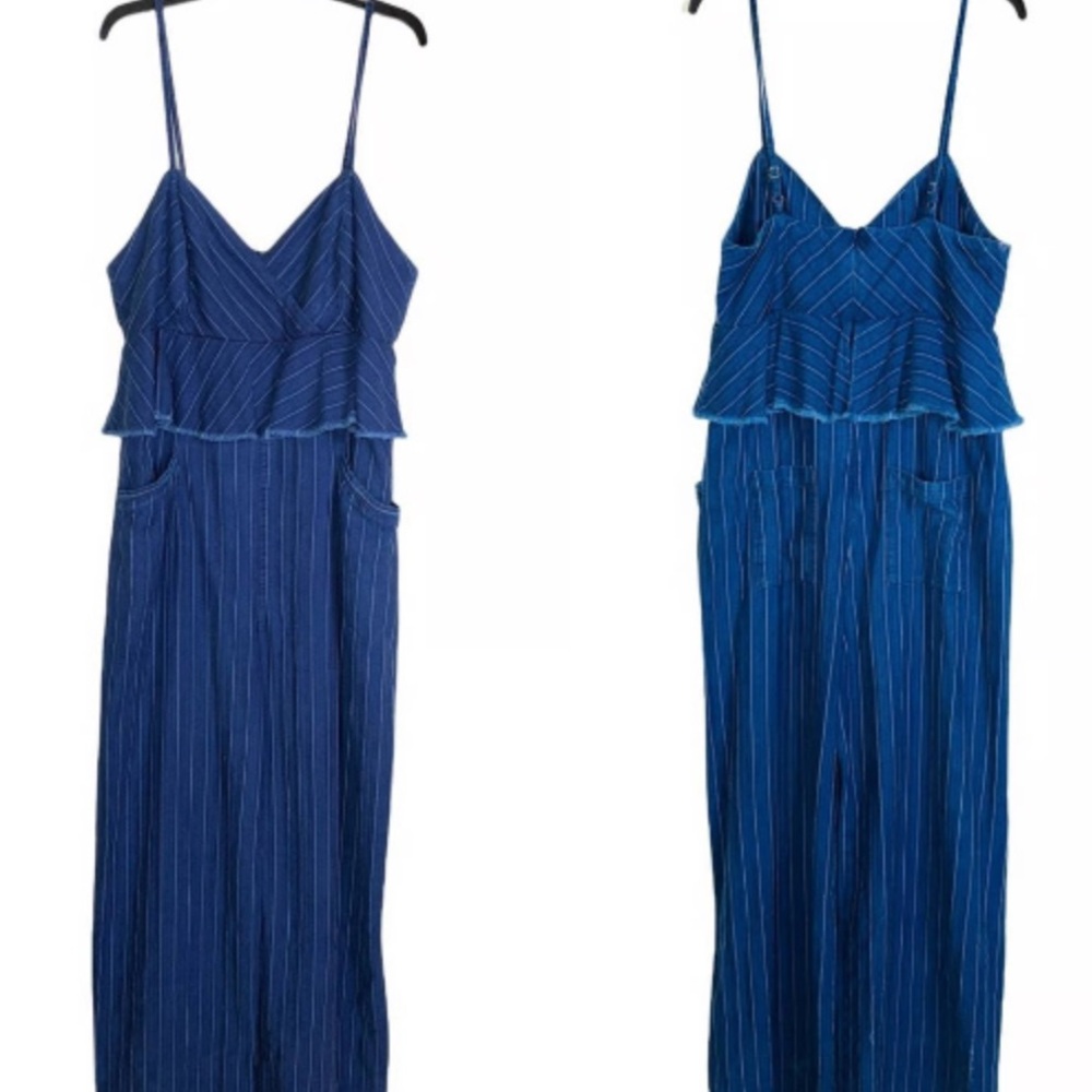 ETT:TWA by Anthropologie Navy Pinstripe Jumpsuit - Size XS - Picture 6 of 13
